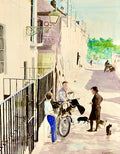 Calle Bajondillo (Pescadero, Robin, Maria y gatos), Paper Fine Art Print 7.4 x 9.5 in